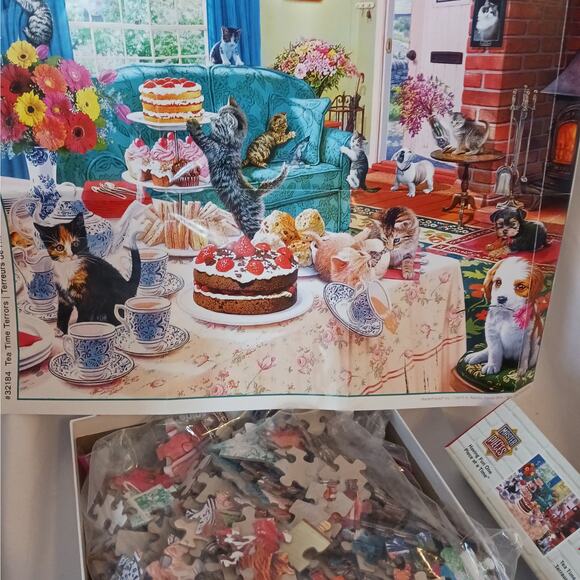 Master Pieces ~ Home Sweet Home ~ "Tea Time Terrors" 550 Piece Puzzle - Picture 2 of 2